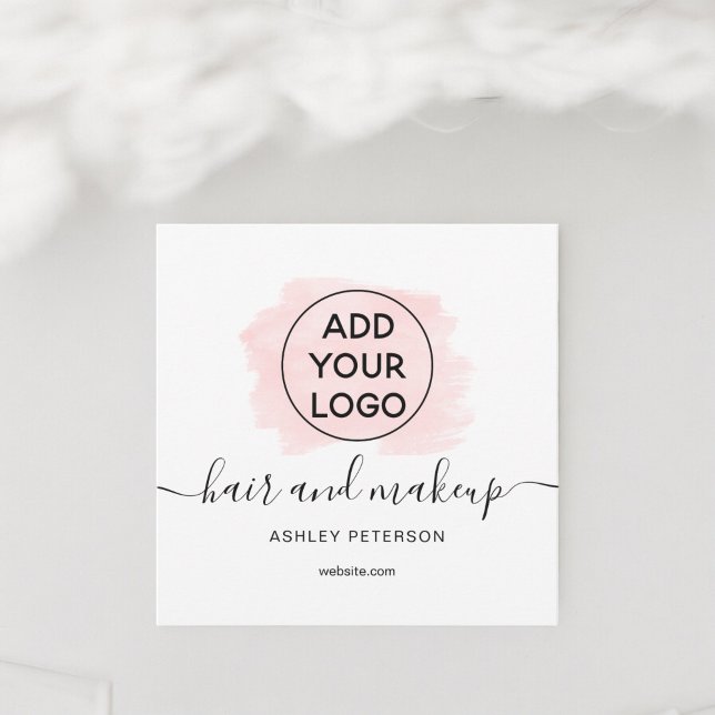 Convites Logotipo rosa pincelada tipografia cabelo maquiage (Logo pink brushstroke typography hair makeup invitation)