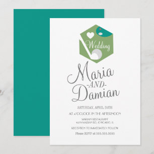 Convites Logotipo Simples de Casamento de Golfe