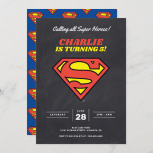 Convites Logotipo Superman   Aniversário do Super Hero Chal