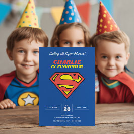 Convites Logotipo Superman | Aniversário do Super Herói Azu
