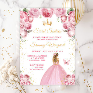 Convites Loira de Cabelo Rosa Princesa Sweet Sixteen