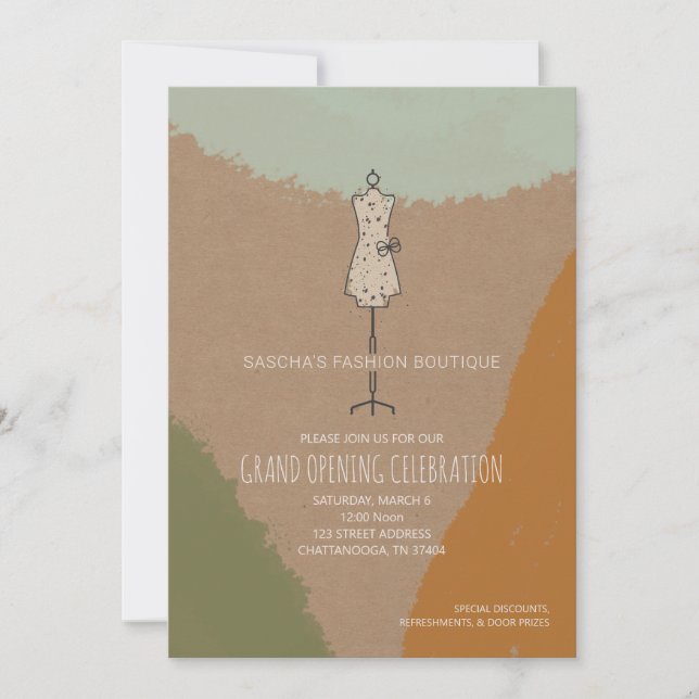 Convites Loja Abrindo Abstrato de vestir de abertura geral (Frente)