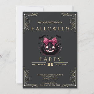 Convites Loja de Halloween Abóbora Chalkboard Preto e Doura