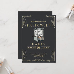 Convites Loja Quadro Preto & Dourado Pegue um Fantasma Hall