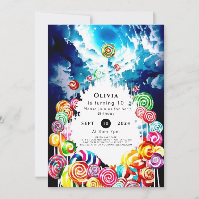 Convites Lollipop Boho Candyland Birthday (Frente)