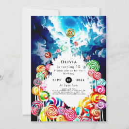 Convites Lollipop Boho Candyland Birthday