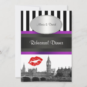 Convites London Skyline BW Strp Purple Kiss P Ensaio Din