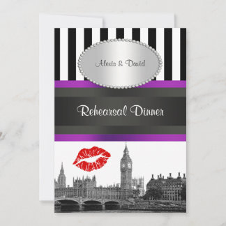 Convites London Skyline BW Strp Purple Kiss P Ensaio Din