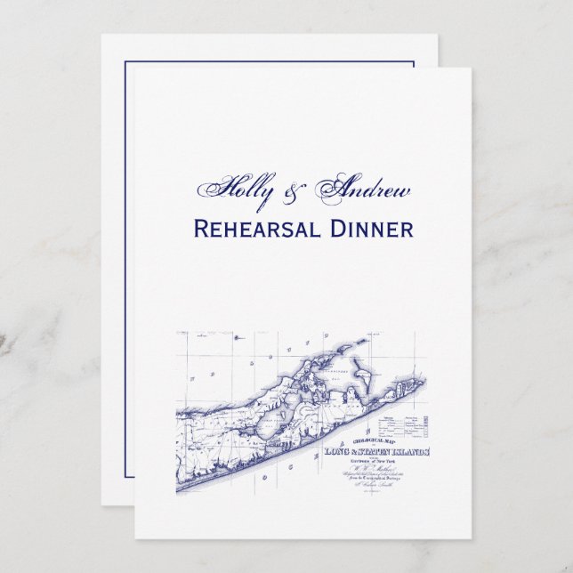 Convites Long Island The Hamptons Map VC (Frente/Verso)