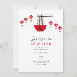 Convites Longevity Noodles Good Fortune Chinês Ano Novo