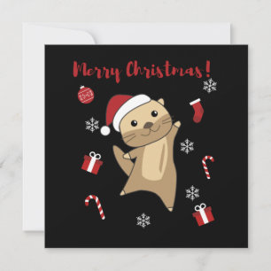 Convites Lontra Natal Neve Animais de Inverno Lontra