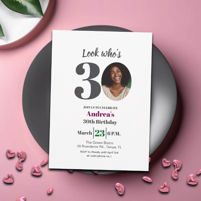 Convites Look who's 30! Birthday Party Photo (Criador carregado)