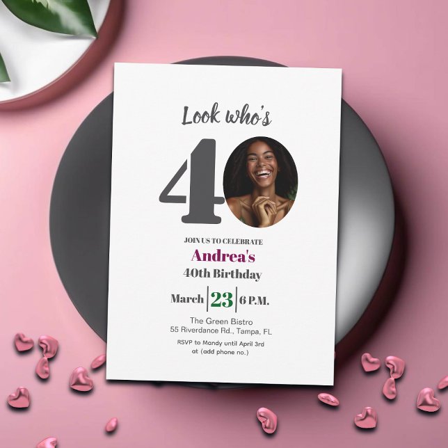 Convites Look who's 40! Birthday Party Photo (Criador carregado)