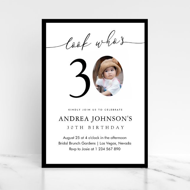 Convites Look Who's Thirty 30th Birthday Childhood Photo (Criador carregado)