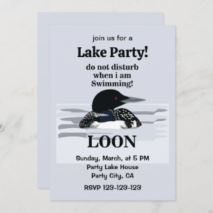 Convites Loon Common Bird Party No Lago
