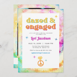 Convites LORI Tie Dazed Engaged 70s Chá de panela retrô