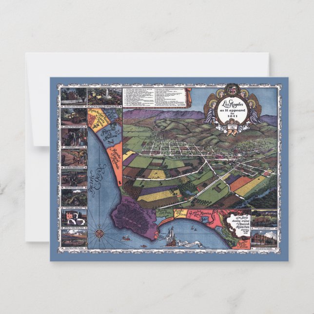 Convites Los Angeles, Califórnia, mapa de cidades aéreas an (Frente)