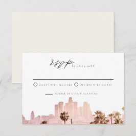 Convites LOS ANGELES Watercolor Skyline Weding RSVP