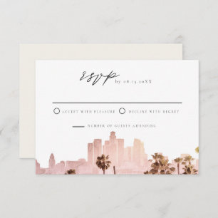 Convites LOS ANGELES Watercolor Skyline Weding RSVP