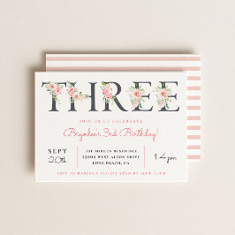 Convites Losse Floral TRÊS | ANIVERSÁRIO DE 3 ANOS