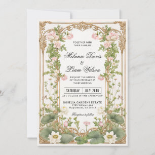 Convites Lótus Asiático Elegante Vintage Inspirado