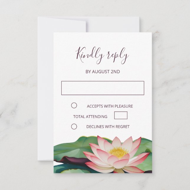 Convites Lotus Buddhist Wedding RSVP (Frente)
