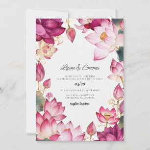 Convites Lótus indiano Destino de Casamento Aquarela