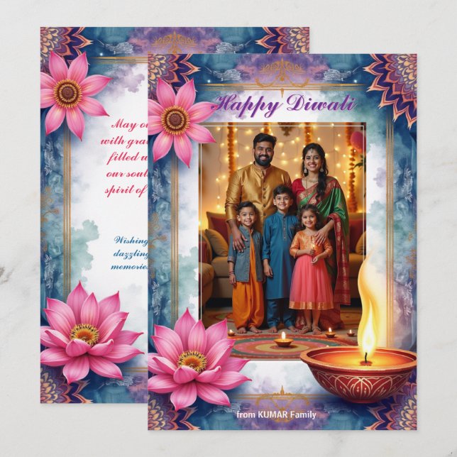 Convites Lotus Lounge Diwali Greeting Card (Frente/Verso)