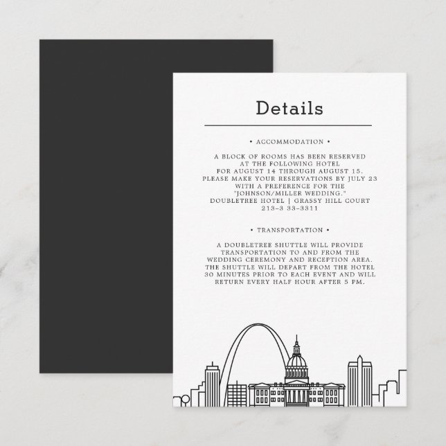 Convites Louis, Missouri Wedding | Detalhes do convidado (Frente/Verso)