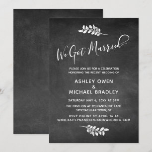 Convites Lousa & Botânica Recepção de Casamento We Got Marr