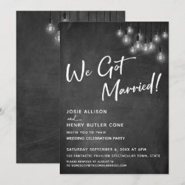 Convites Lousa Edison Luzes Modernas Nós Casamos