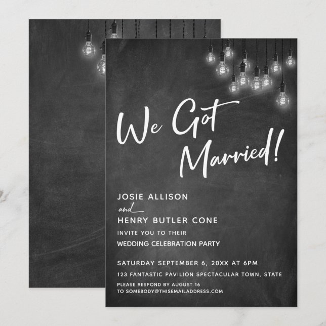 Convites Lousa Elétrica Casados para Sempre (Frente/Verso)