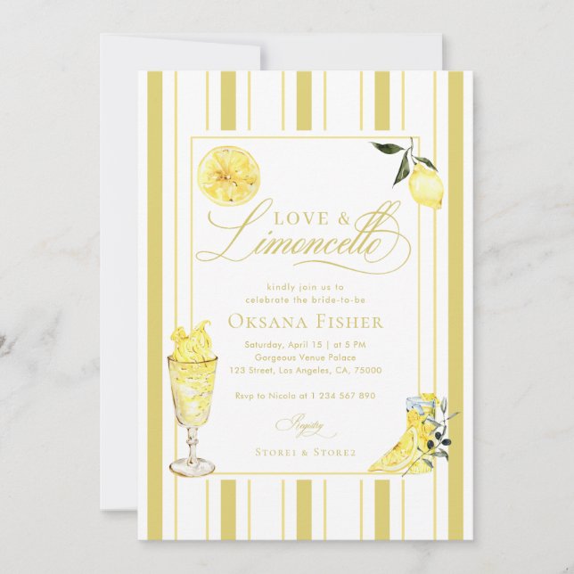 Convites Love and Limoncello Italian Lemon Bridal Shower (Frente)