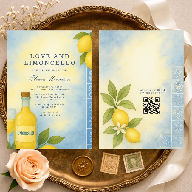 Convites Love and Limoncello Italian QR Code Bridal Shower (Criador carregado)