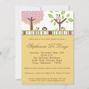 Convites Love and Nature Girl Woodla Baby Shower Invitation