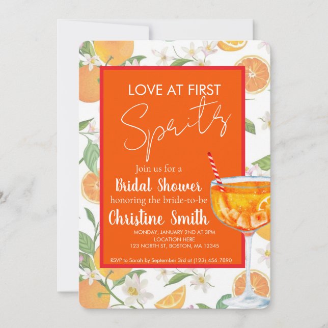 Convites Love at First Spritz Bridal Shower Invitation (Frente)