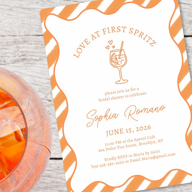 Convites Love at First Spritz Bridal Shower Italian Aperol  (Criador carregado)