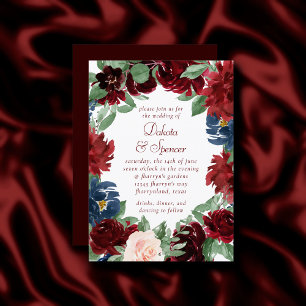 Convites Love Bloom Casamento Elegante Burgundy Marsala