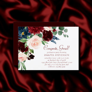 Convites Love Bloom Elegante Borgonha Floral Dourada