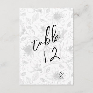 Convites Love Calliographic Table Number B&W ID940