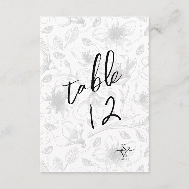 Convites Love Calliographic Table Number B&W ID940 (Frente)