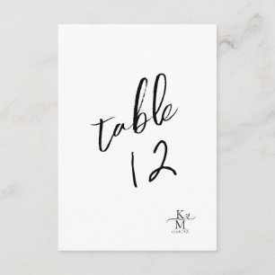 Convites Love Calliographic Table Number Black B&W ID940