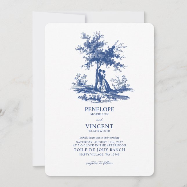 Convites Love Casal Toile de Jouy (Frente)