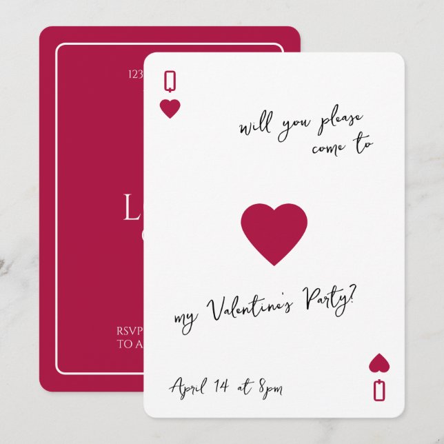 Convites Love Club Ace Of Hearts Card Valentines Invitation (Frente/Verso)
