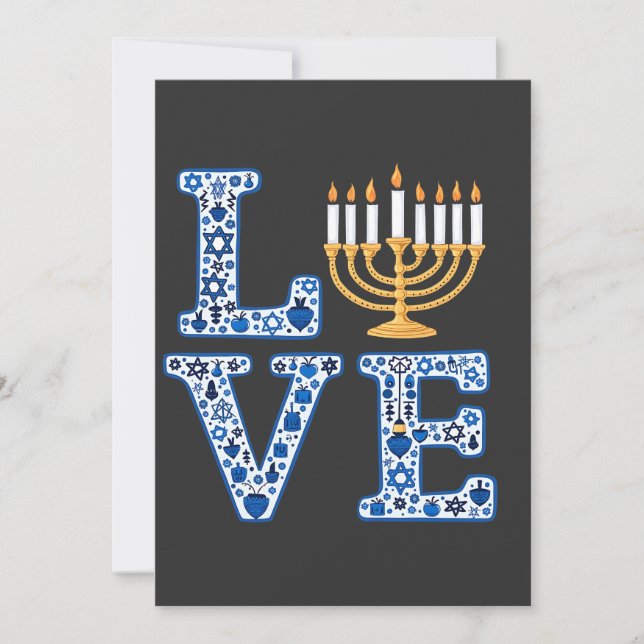 Convites Love Hanukkah Jewish Holiday Menorah (Frente)