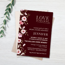 Convites Love in Bloom Burgundy Floral Bridal Shower
