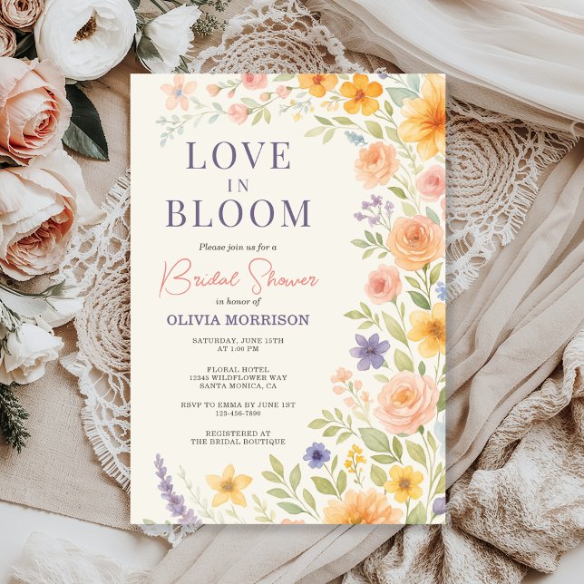 Convites Love In Bloom Floral Bridal Shower (Criador carregado)
