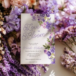 Convites Love in bloom purple wildflowers bridal shower