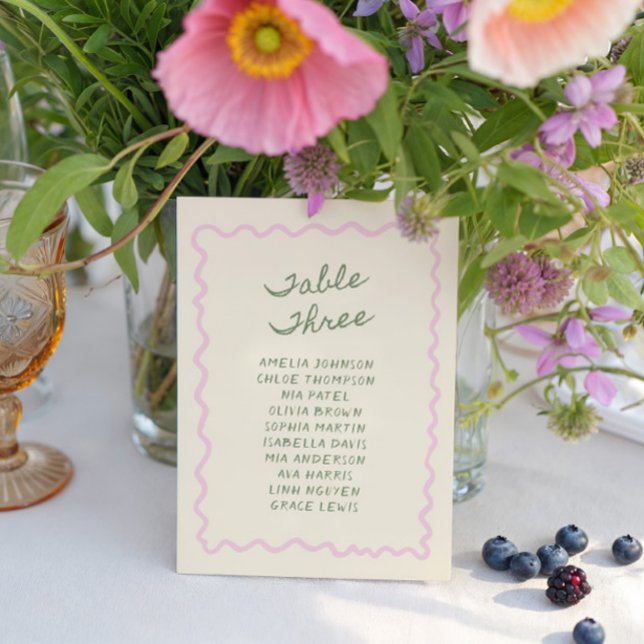 Convites Love in Bloom Whimsical Handwritten Table 3 Card (Criador carregado)