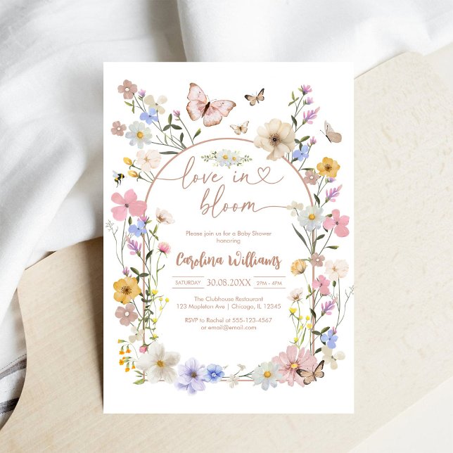 Convites Love In Bloom Wildflower Butterfly Baby Shower (Criador carregado)